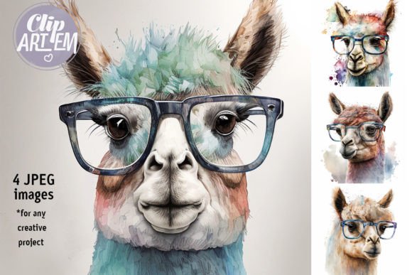 Download Cute Lama Painting Portrait 4 JPEG Set - Jpeg Collection