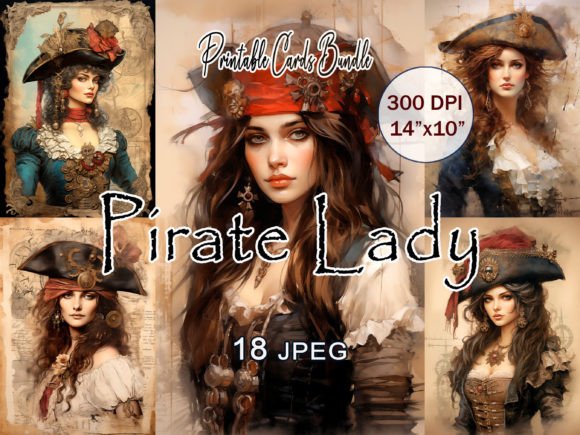 Download Pirate Lady Cards JPEG Bundle - Jpeg Collection