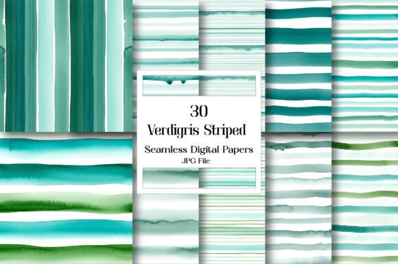 Download Verdigris Striped Digital Papers - Papers Collection