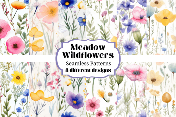 Download Meadow Wildflowers Watercolor Patterns - Patterns Collection