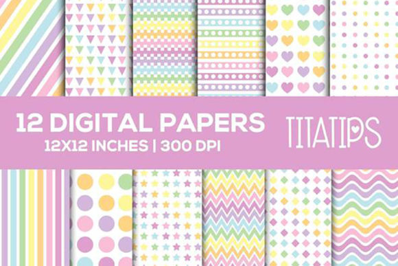 Download Pastel Rainbow Digital Papers Set - Papers Collection