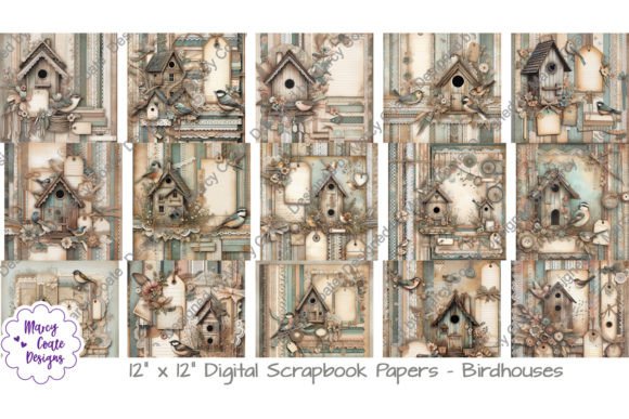 Download Birdhouse 12x12 Digital Scrapbook Papers - Papers Collection
