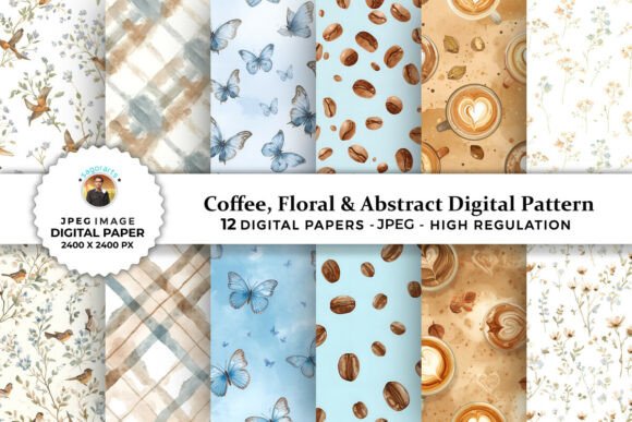 Download Coffee, Floral &amp; Abstract Digital Papers - Papers Collection