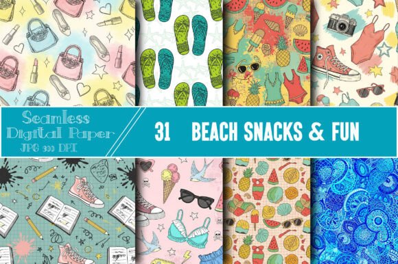 Download Beach Snacks &amp; Fun Pattern - Fun Collection