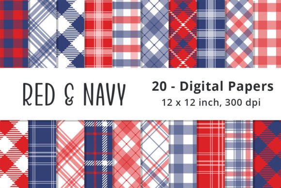 Download Navy Blue and Red Plaid Digital Patterns - Patterns Collection