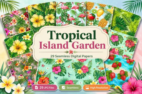 Download Tropical Island Garden Seamless Papers - Papers Collection
