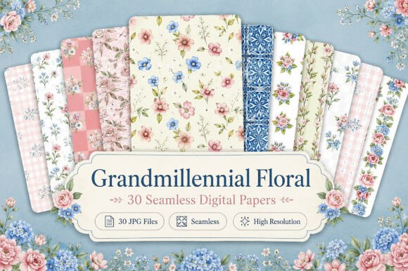 Download Grandmillennial Floral Seamless Papers - Papers Collection
