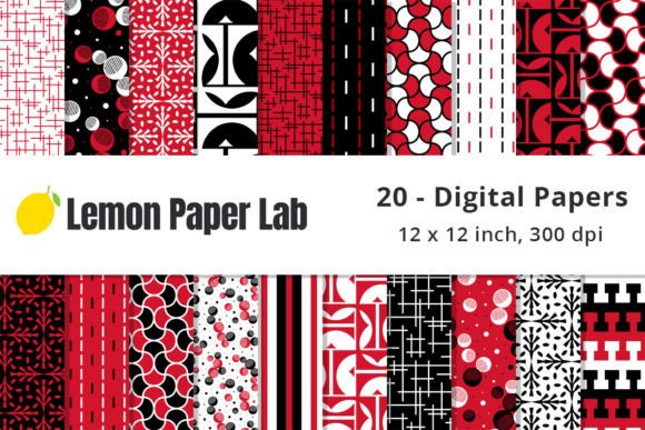 Download Red, Black and White Geometric Patterns - Patterns Collection