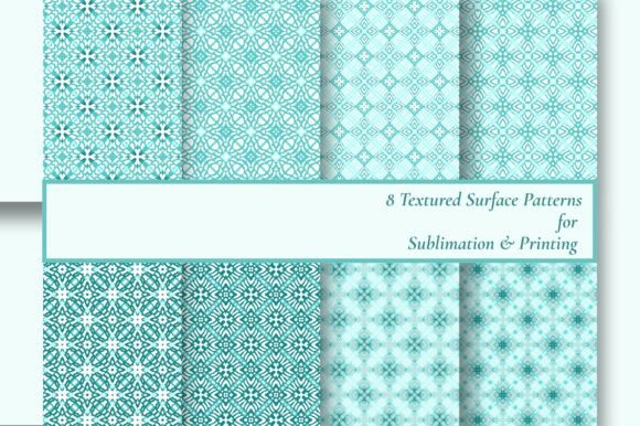 Download 8 Teal Batik Seamless Geometric Patterns - Patterns Collection