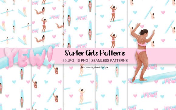 Download Surfer Girls Patterns and Digital Paper - Patterns Collection