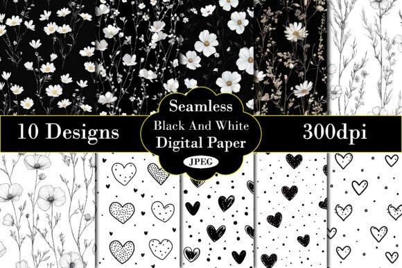 Download Black and White Background Digital Paper - White background Collection