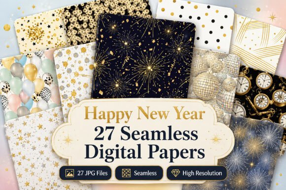 Download Happy New Year Seamless Papers Set - Papers Collection