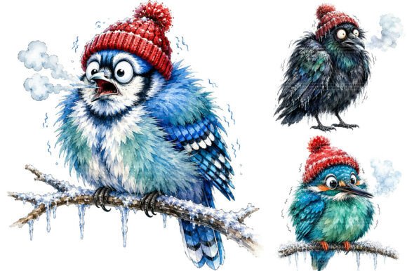 Download Funny Christmas Birds Clipart Bundle - Fun Collection