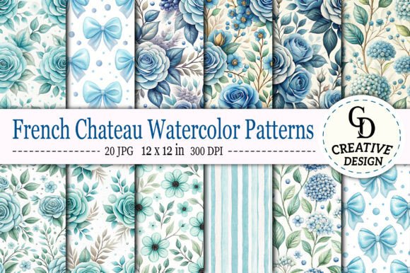 Download French Chateau Watercolor Patterns - Patterns Collection