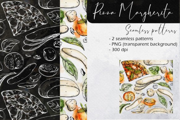 Download Pizza Margherita: Seamless Patterns - Patterns Collection