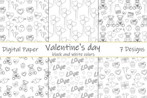 Download Patterns Valentine's Day Black and White - Patterns Collection