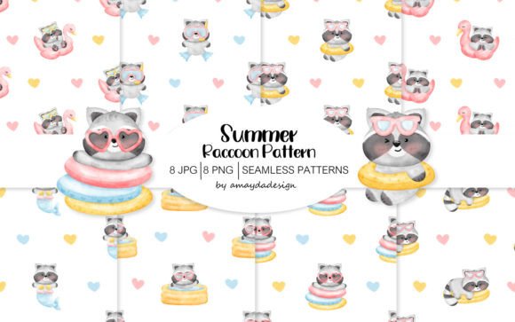 Download Cute Raccoon Patterns and Digital Paper - Patterns Collection
