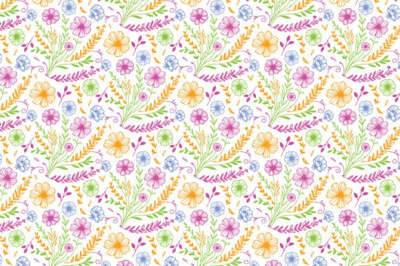 Download Line Art Floral Surface Design, Seamless - Surface design Collection