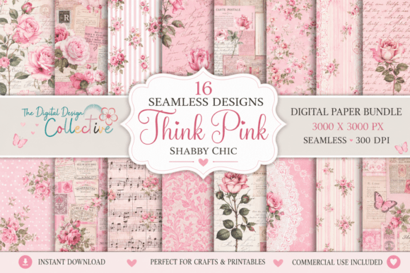 Download Seamless Pink Shabby Chic Papers Bundle - Papers Collection