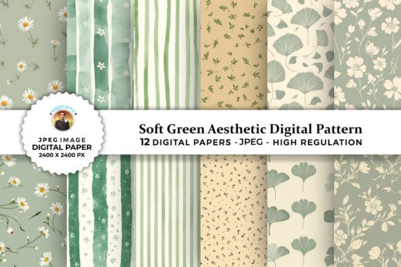 Download Soft Green Aesthetic Digital Patterns - Patterns Collection