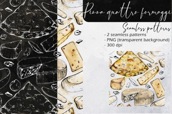 Download Pizza Quattro Formaggi Seamless Patterns - Patterns Collection