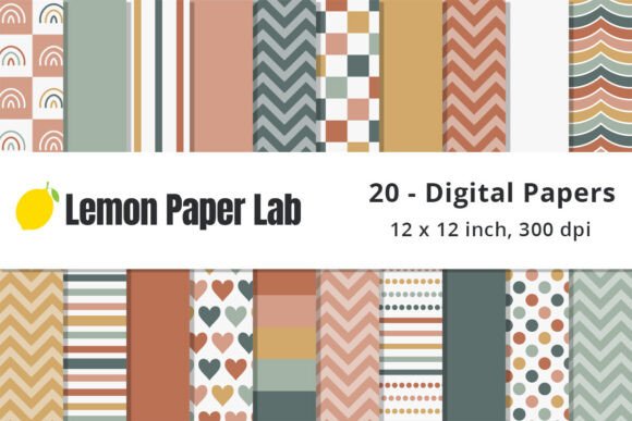 Download Fun Muted Boho Digital Scrapbook Paper - Fun Collection