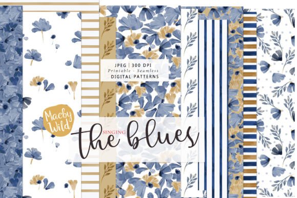 Download Singing the Blues Watercolor Patterns - Patterns Collection