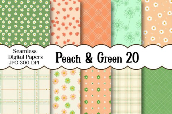Download Peach &amp; Green Daisies Seamless Papers - Papers Collection