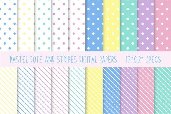 Download Pastel Dots and Stripes Digital Papers - Papers Collection