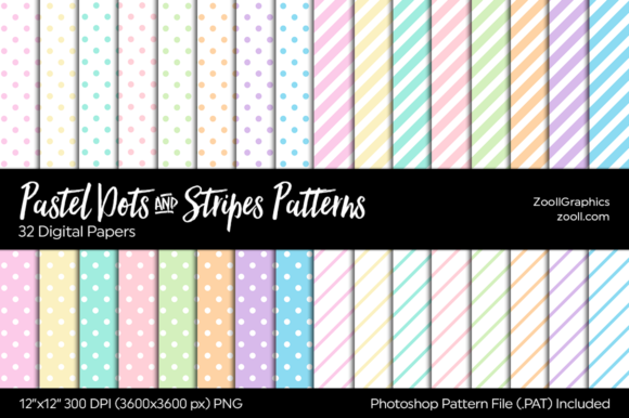 Download Pastel Dots and Stripes Digital Papers - Papers Collection