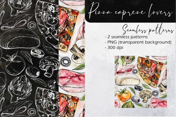 Download Pizza Caprese Lovers: Seamless Patterns - Patterns Collection