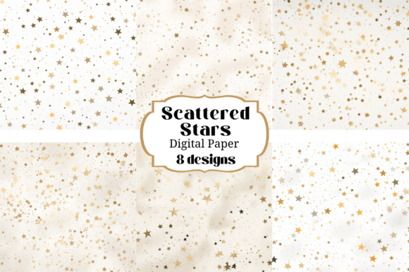 Download Scattered Gold Stars on White Background - White background Collection