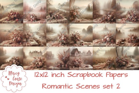 Download Set 2 Romantic Scenes 12x12 Inch Papers - Papers Collection