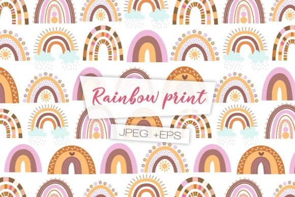 Download Rainbow Boho Pattern. Digital Paper - Boho pattern Collection
