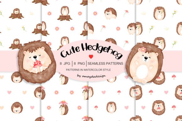 Download Hedgehog Seamless Patterns Digital Paper - Patterns Collection