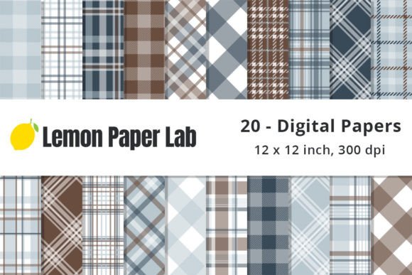 Download Blue and Brown Plaid Digital Papers - Papers Collection
