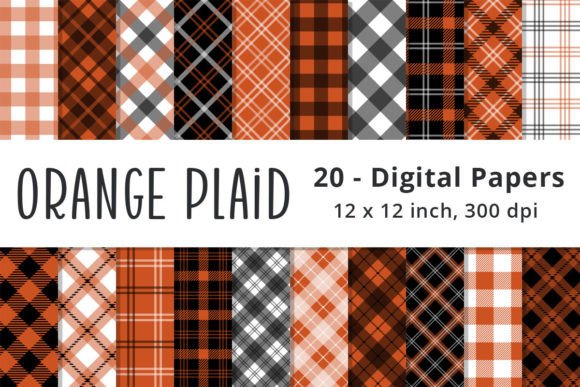 Download Fall Orange Plaid Digital Paper Patterns - Patterns Collection