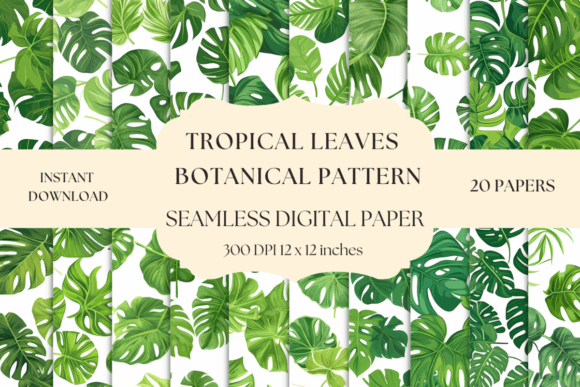 Download Monstera Leaves Pattern Digital Paper - Leaves pattern Collection