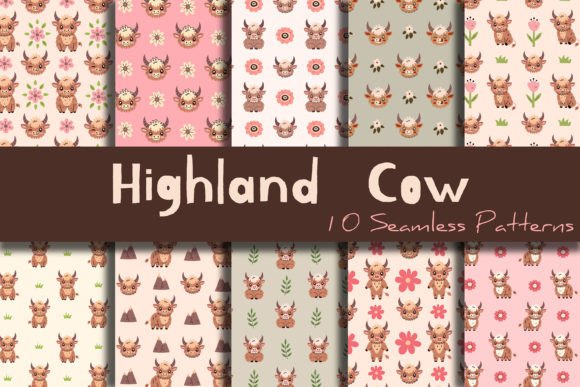 Download Highland Cow Seamless Patterns - Premium Bundle