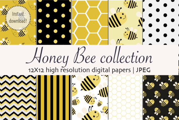 Download Honey Bee Digital Papers Set High Res - Papers Collection