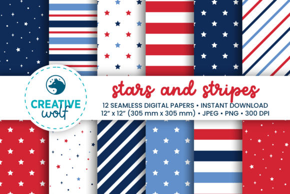 Download Stars &amp; Stripes Patterns in Red and Blue - Patterns Collection