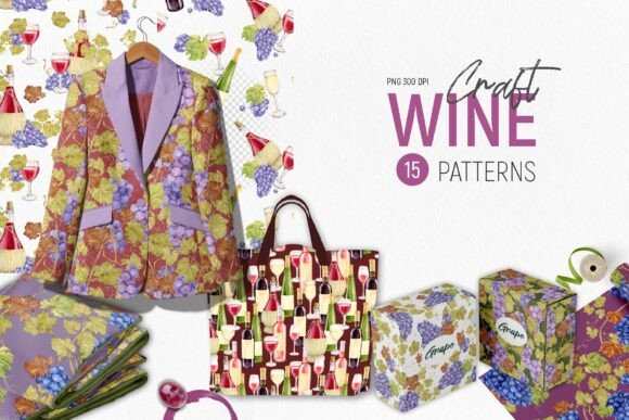 Download Craft WINE Watercolor Patterns - Patterns Collection