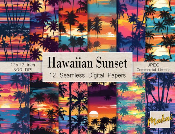 Download Bright Hawaiian Sunset Seamless Patterns - Patterns Collection