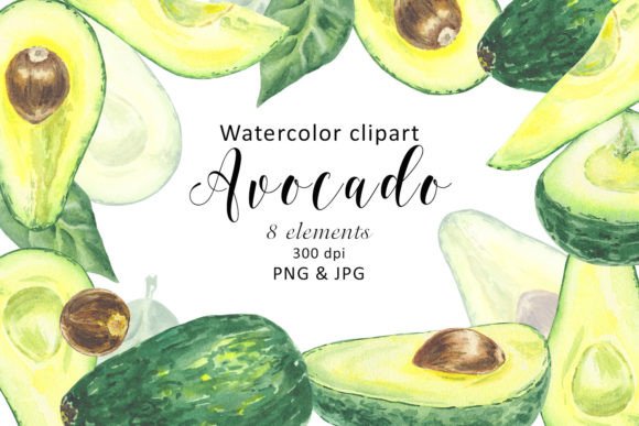 Download Watercolor Avocado Clipart Fruit Tropic - Tropic Collection