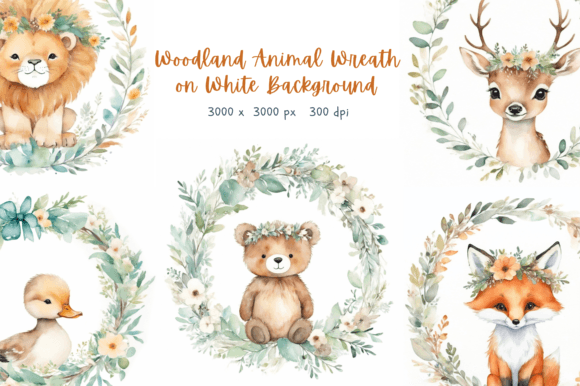 Download Animal Wreath on White Background - White background Collection