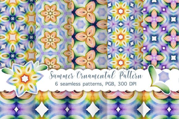 Download Summer Ornamental Watercolor Patterns - Patterns Collection