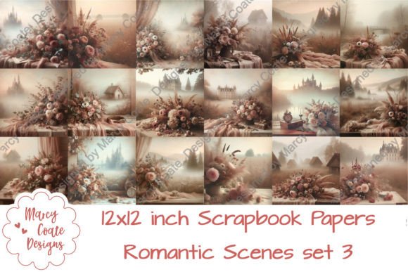 Download Set 3 Romantic Scenes 12x12 Inch Papers - Papers Collection