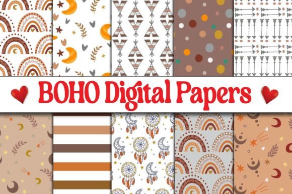 Download Boho Pattern Digital Papers Bundle - Papers Collection