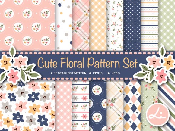 Download Cute Floral Digital Papers Set - Papers Collection